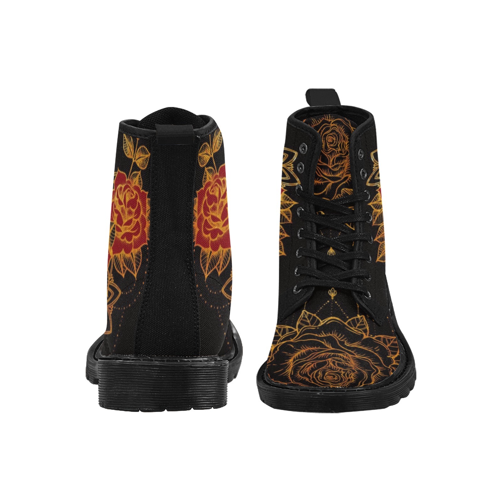 Golden Rose Printing Boot Fashion Canvas Comfortable 1203 black mans womans