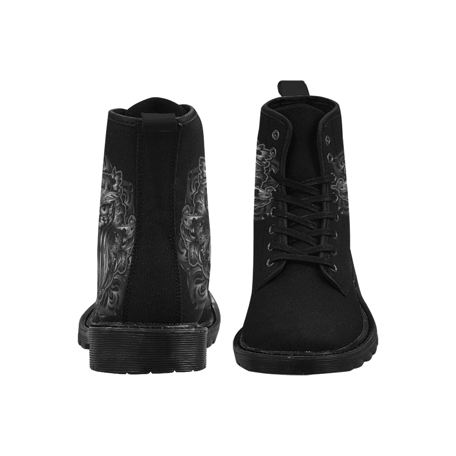 Gorilla Monkey Face Printing Fashion Canvas Boot 1203 Breath Black Mans Womans