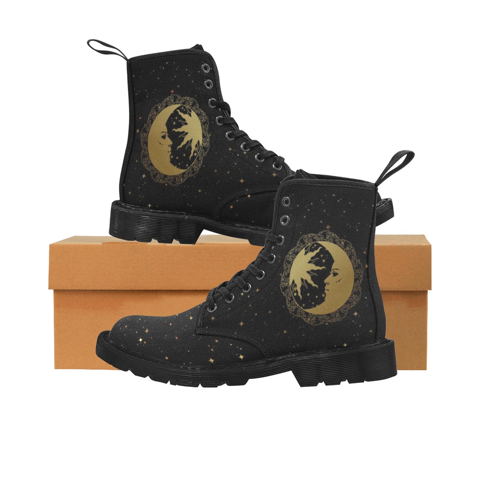 Sun Moon Stars Starry Night Poshmark Print Boots Canvas Comfortable 1203 black mans womans