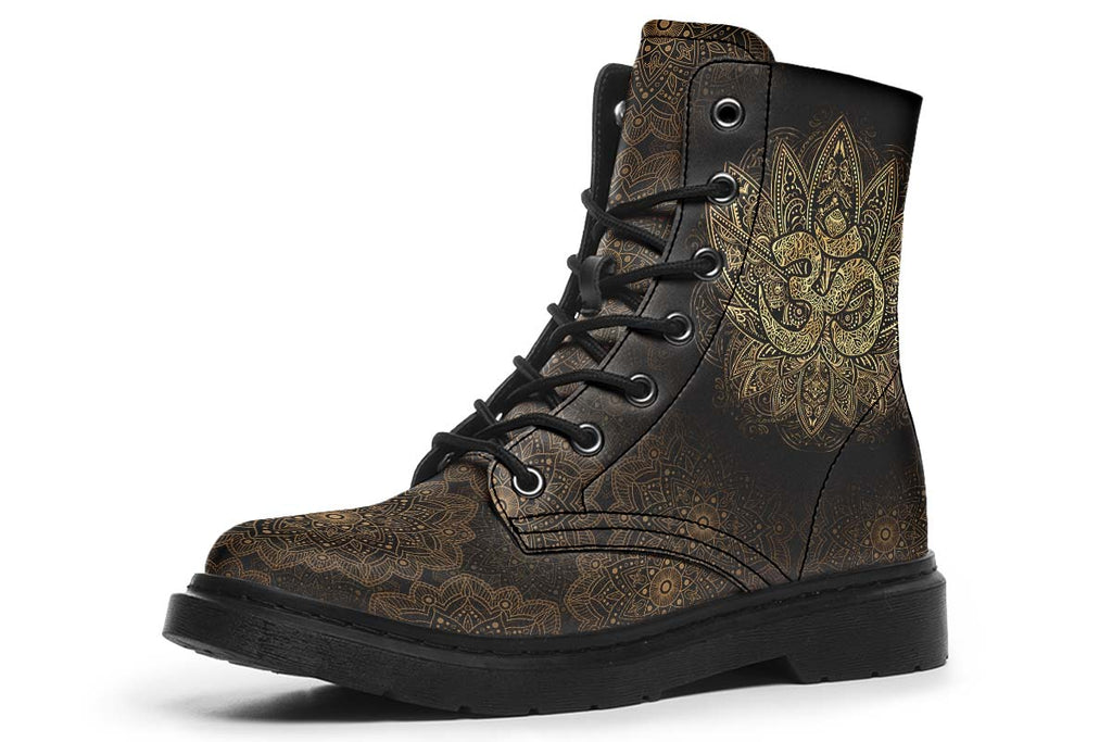 Bronze OM Print Soft PU Boot Stitch Sole 058-3 big size mans womans