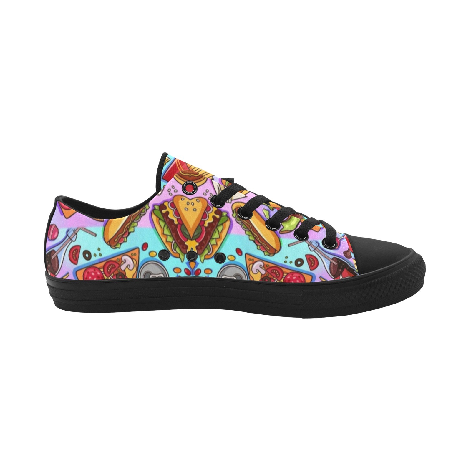 Hamburger Table Painting Print Sneakers Low Top 0180 black mans womans