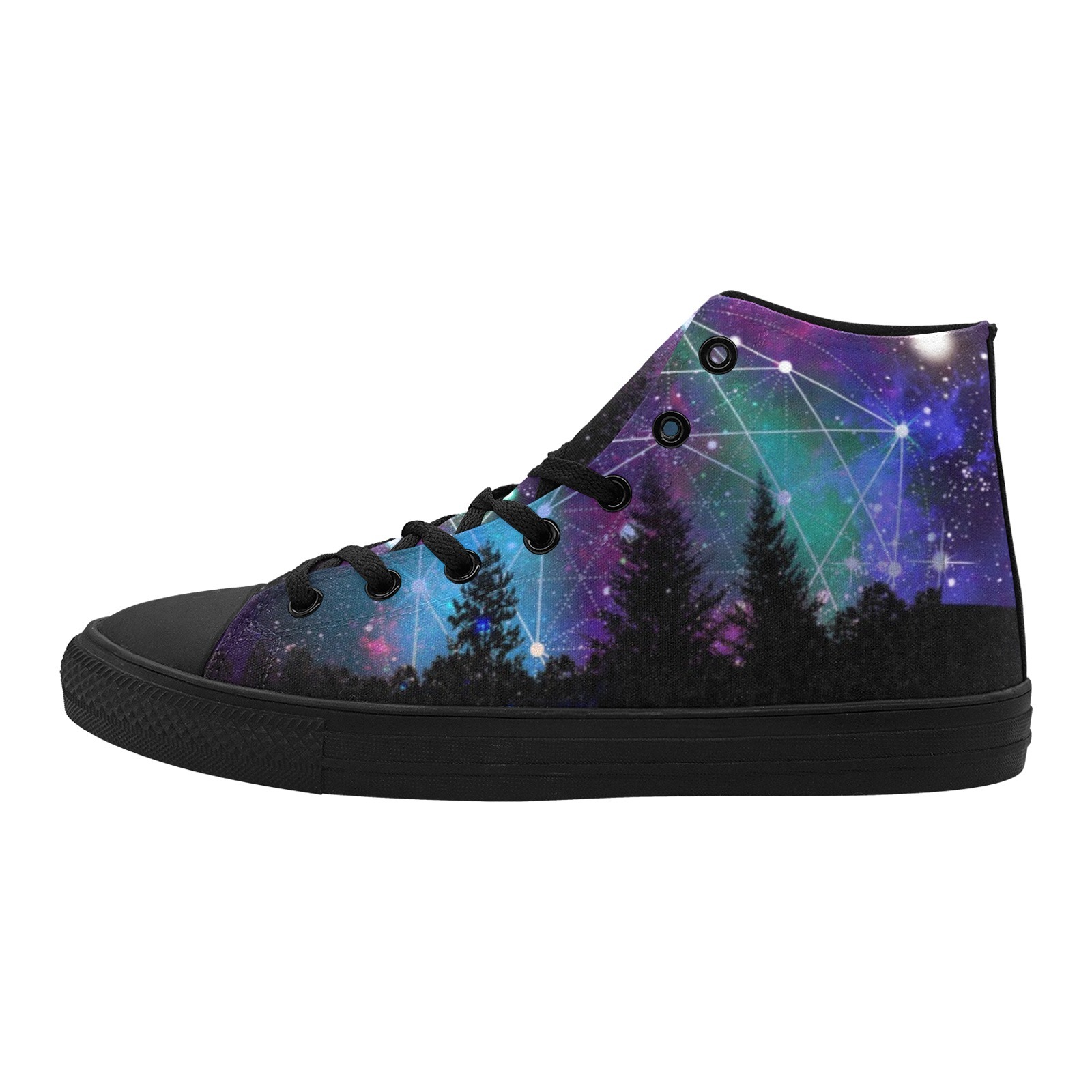 Galaxy Libra Night printing Canvas shoe Hi Top 0170 black mans womans