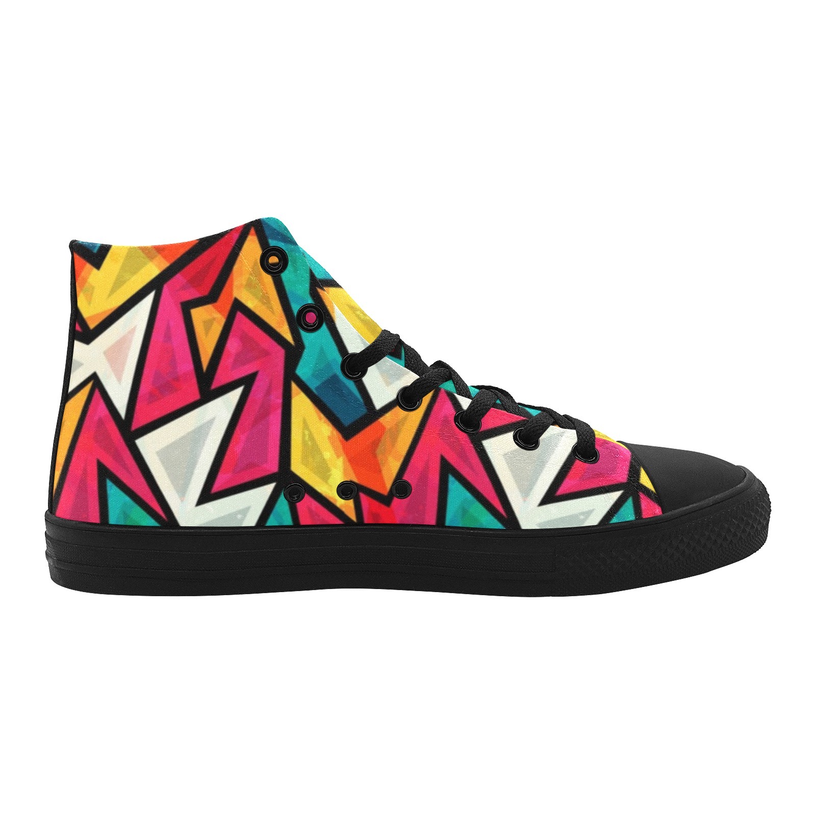 Geometricas Painting Printing Canvas Shoe Hi Top 0170 Black Mans Womans