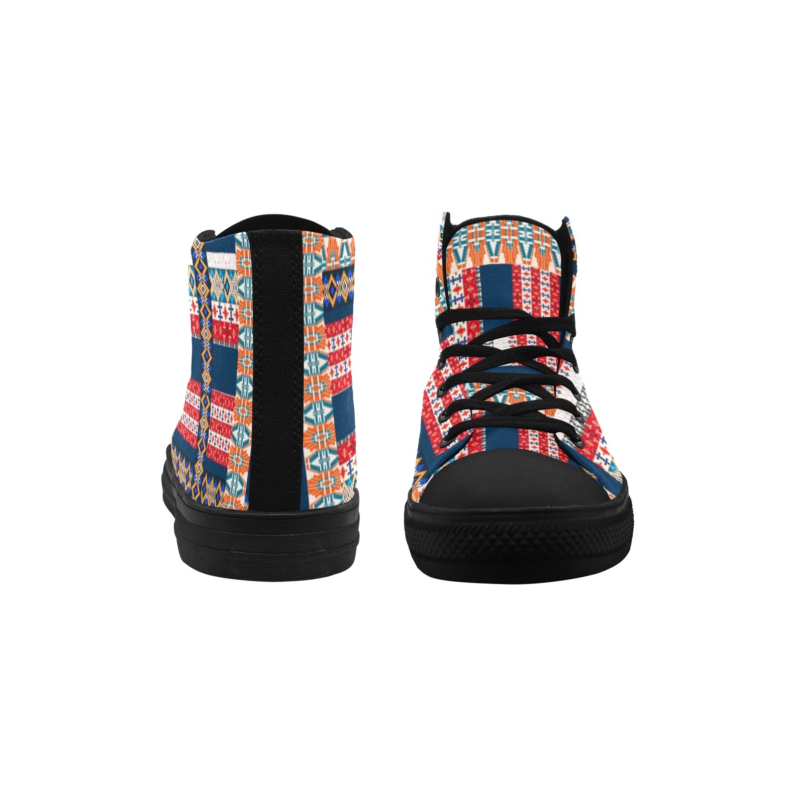 Seamless Cotton Pattern Printing Canvas Shoe Hi Top 0170 Black Mans Womans