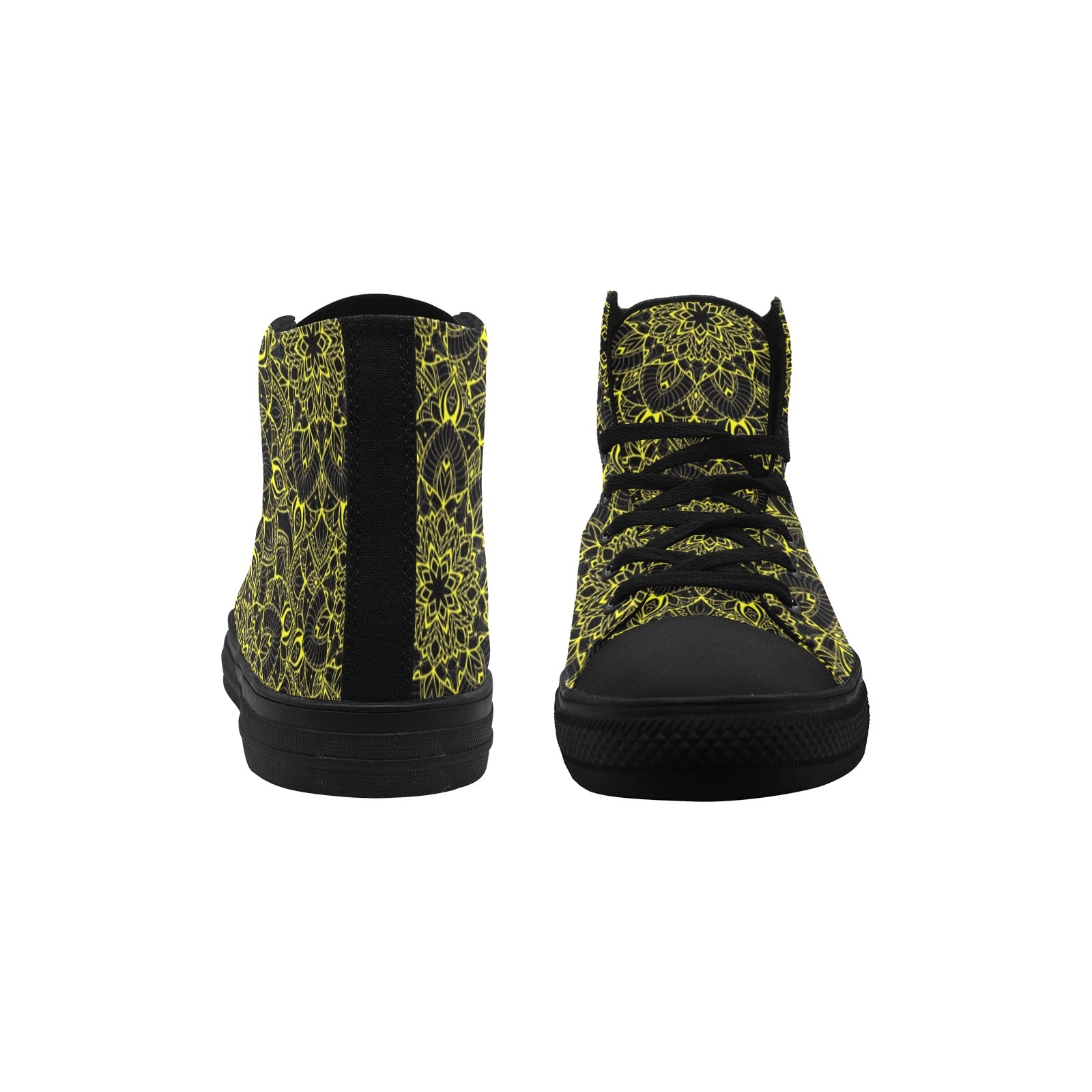 Unique Burgundy Yellow Floral Border Area Rug Printing Canvas Shoe Hi Top 0170 black buttom mans womans