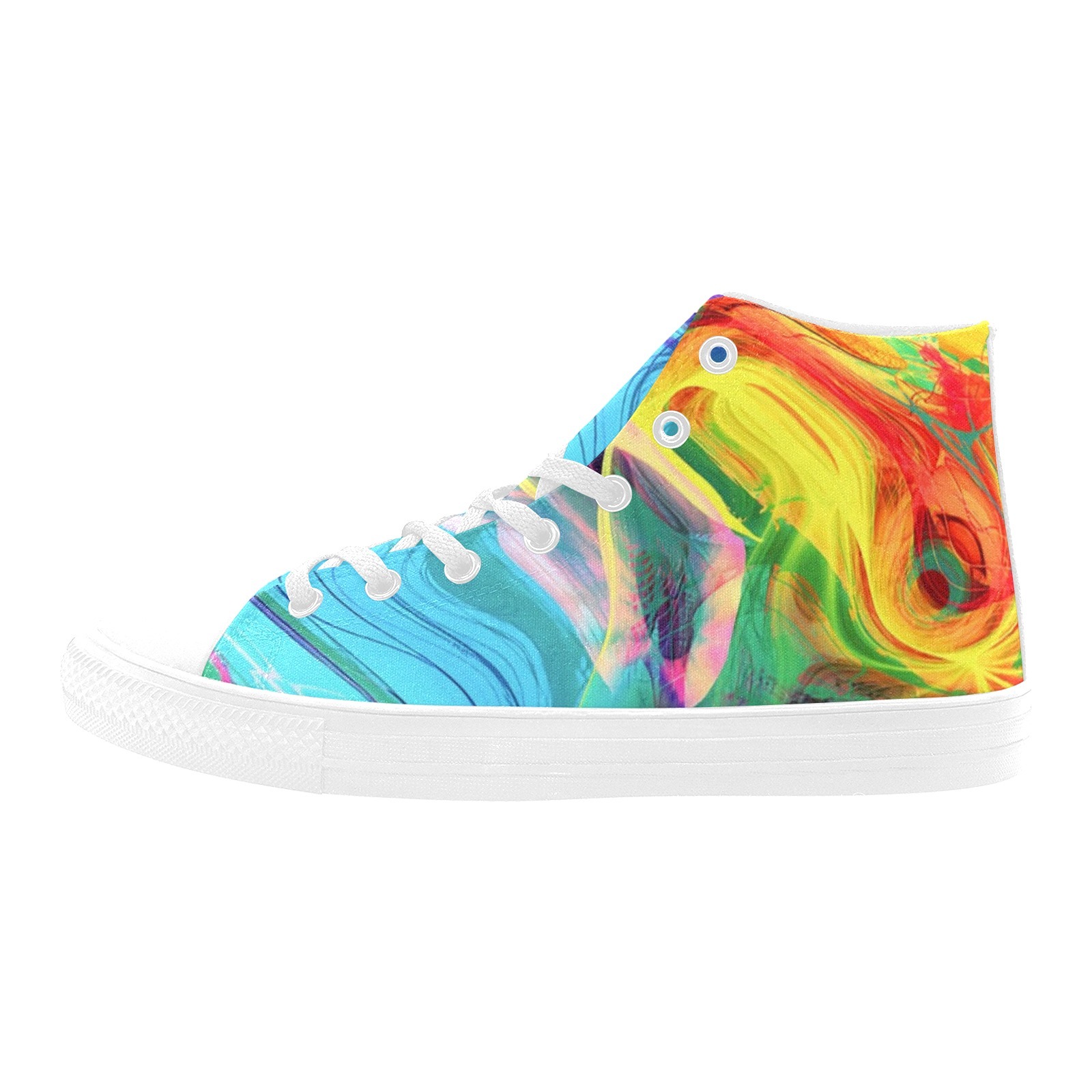 Watercolor Lique Artwork Printing Canvas Shoe Hi Top white mans womans