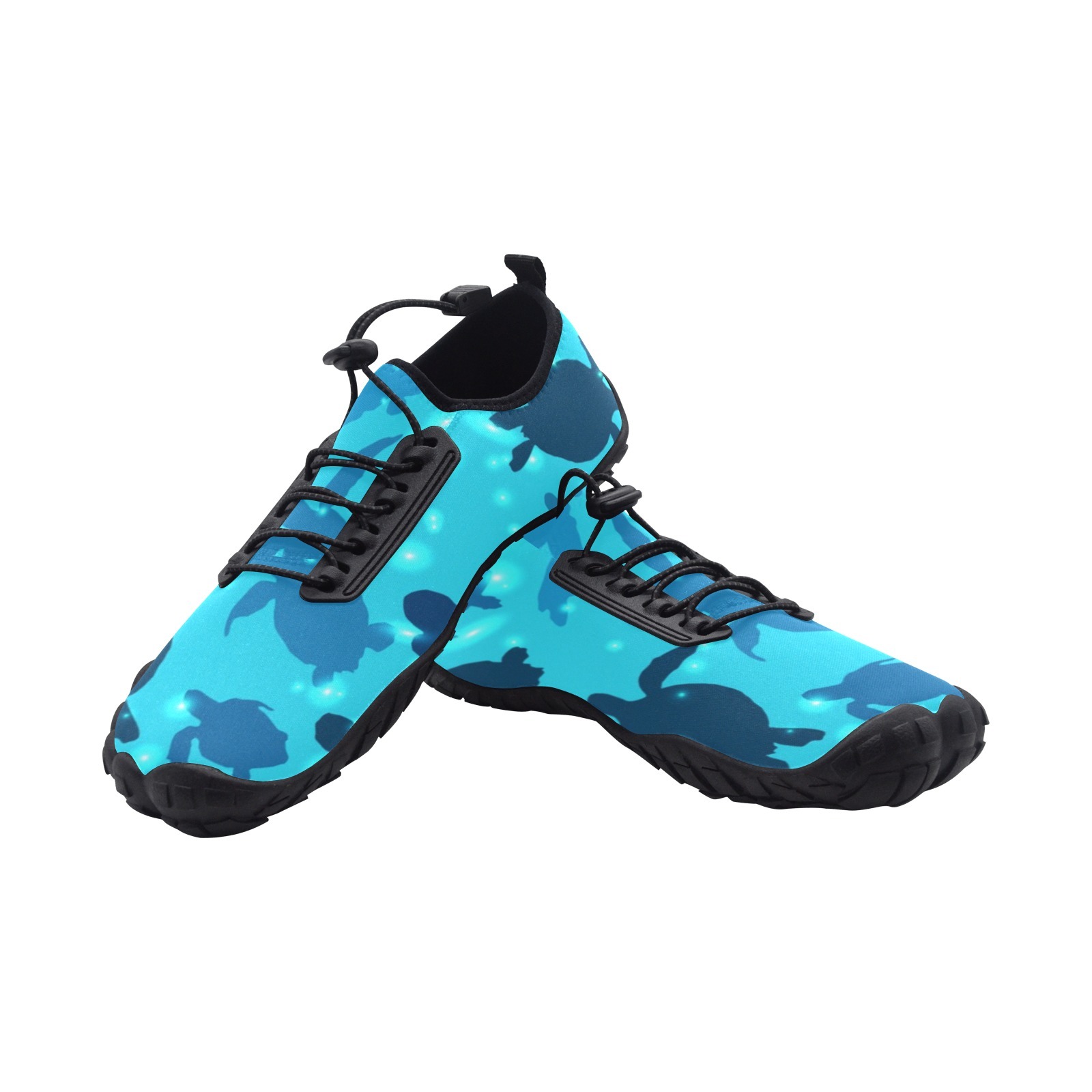 Sea Turtles Tortoies Blue Print Neoprene SBR Jessy Aqua Shoe Lace Water Flow 21093 black big size man woman