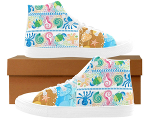 Fish Friends Hi Top Canvas Shoe 0170 White Mans Womans