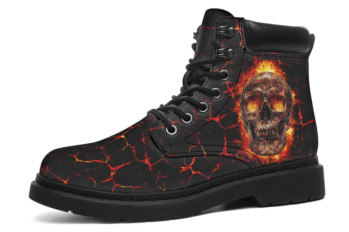 Skull Lava Print Suede Classic Ankle Boot Stitch Sole 058-1 big size mans womans