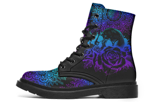 COLORFUL MANDALA SKULL Print Soft PU Boot Stitch Sole 058-3 big size mans womans