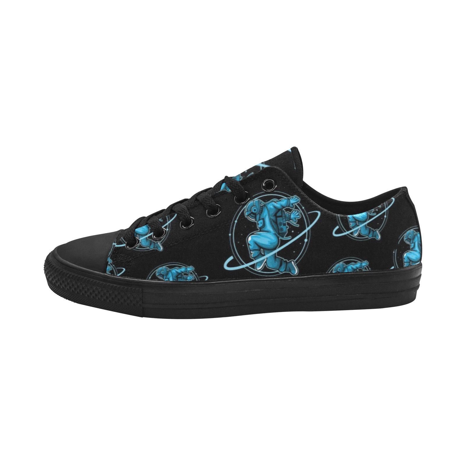 Planet Astronaut Spaceman Pilot Sneakers Low Top 0180 black mans womans