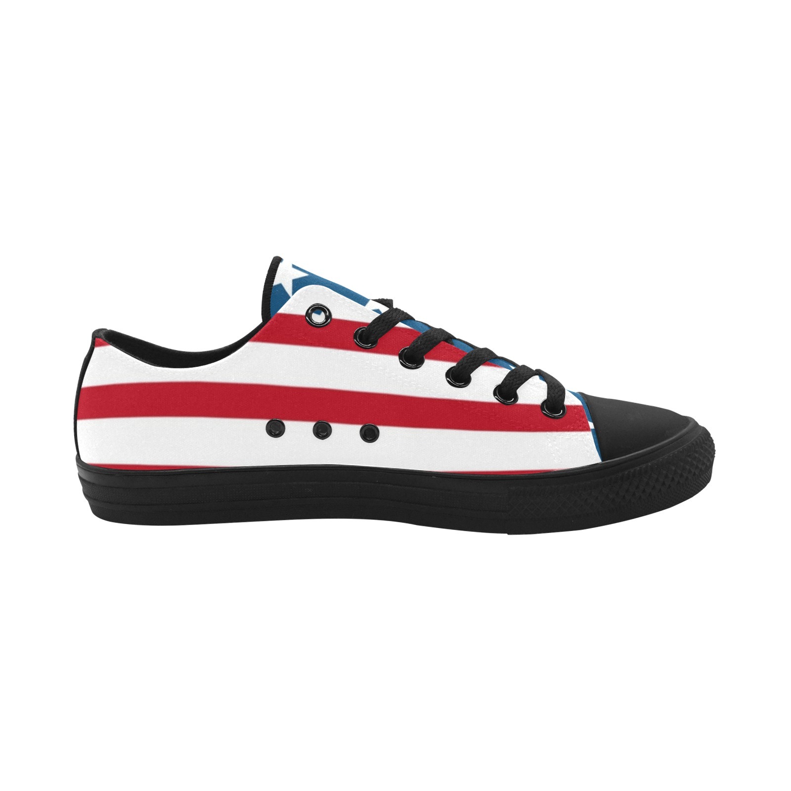 Green Stars Red Stripes Flag Unique Print Sneakers Low Top 0180 black mans womans