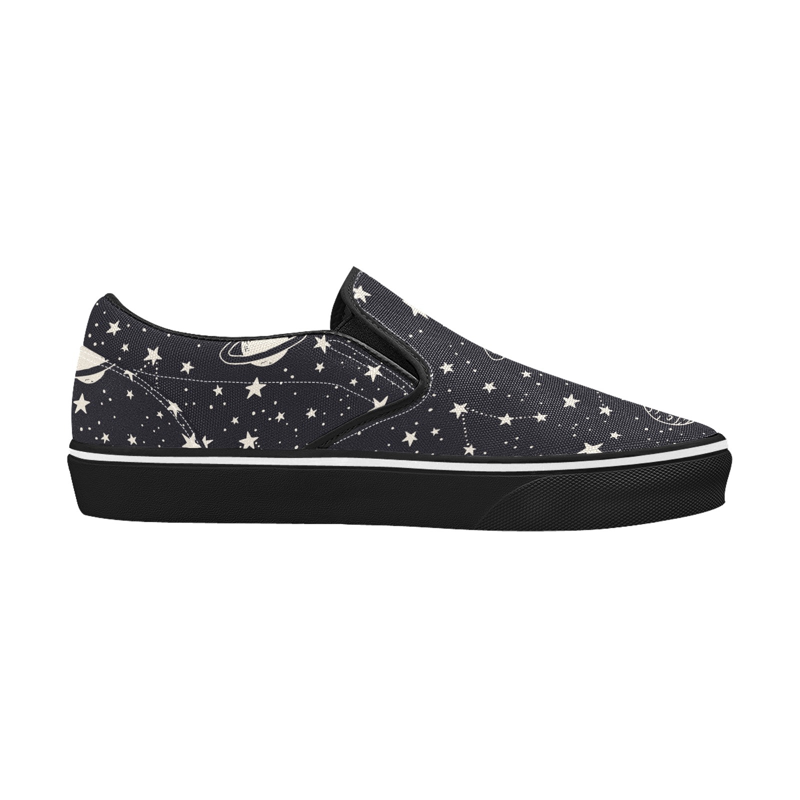 Planet Star Space Dark Print Canvas Slipon Shoe 0100 black man woman