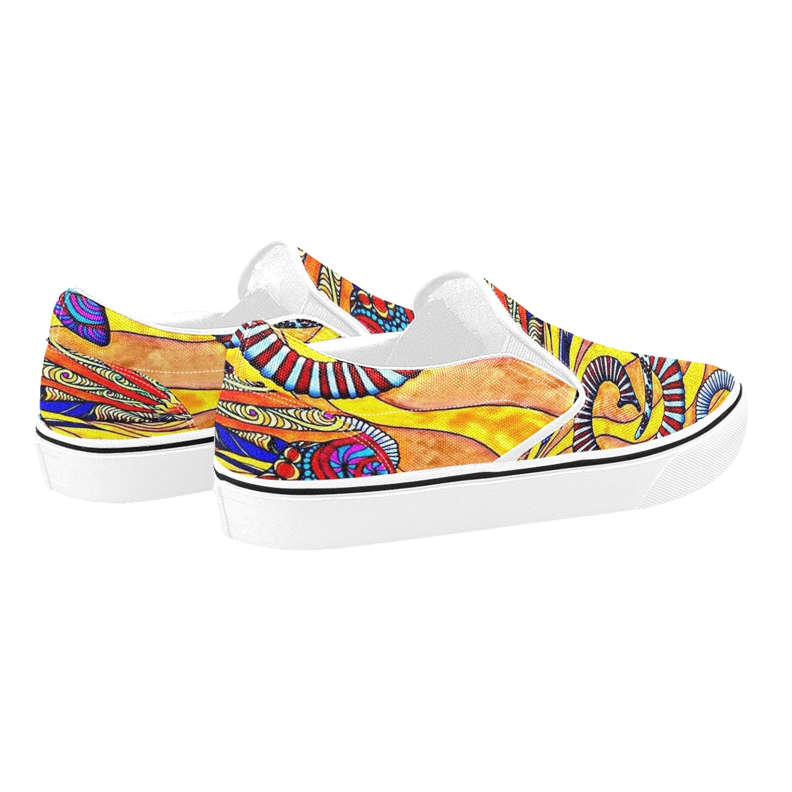 Abstract Art Print Canvas Slipon Shoe 0100 white man woman