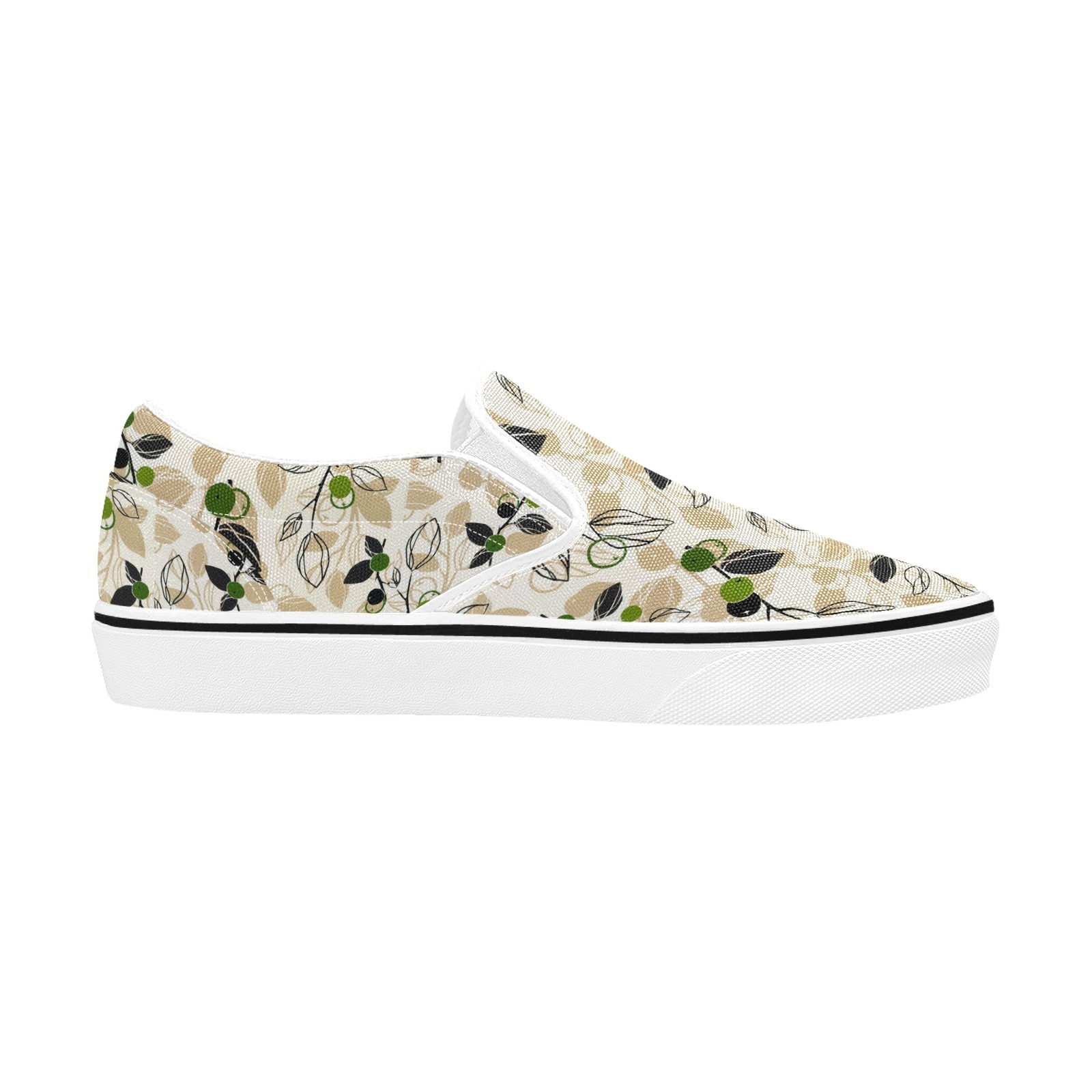 Green Grain Print Canvas Slipon Shoe 0100 white man woman