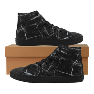 Black Skin Marble Printing Canvas Shoe 0170 Black Mans Womans