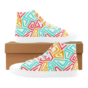 Geometricas Texture De Colores Printing Canvas Shoe Hi Top 0170 White Mans Womans