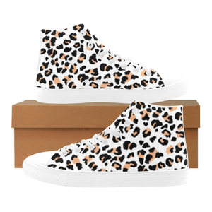 Leopard Printing Canvas Shoe Hi Top 0170 White Mans Womans