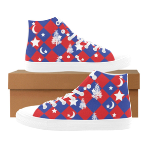 Star Moon Tree Diamond Printing Canvas Hi Top Shoe 0170 mans womans