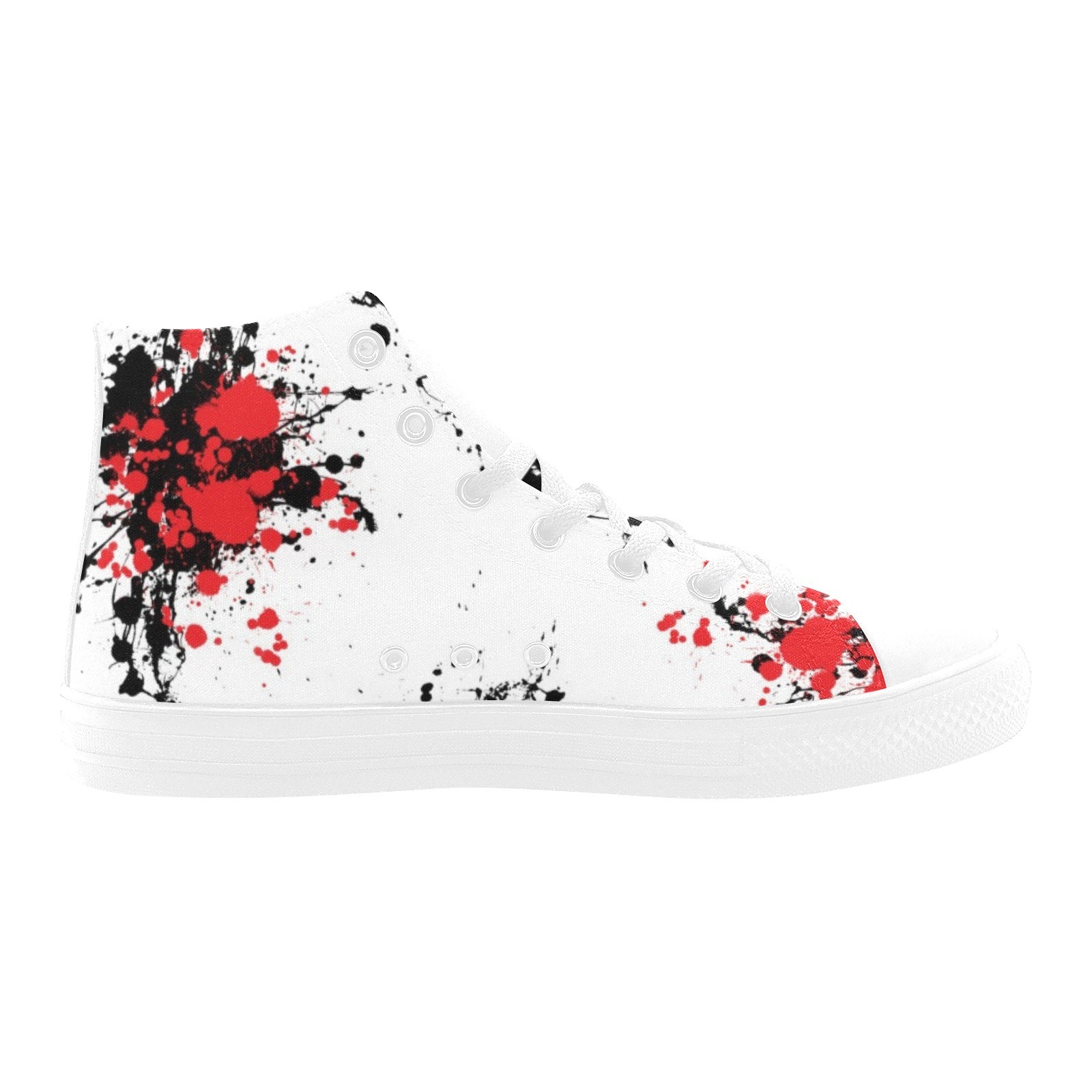 Splash Painting Red Black Canvas Shoe Printing Hi Top 0170 white mans womans