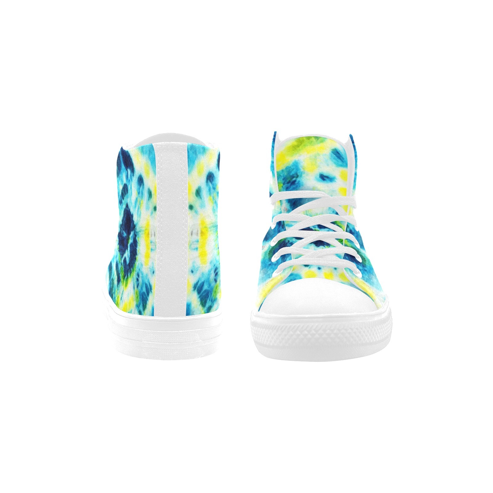 Tie Dye Seamless Pattern Watercolor Printing Canvas Shoe Hi Top 0170 white mans womans