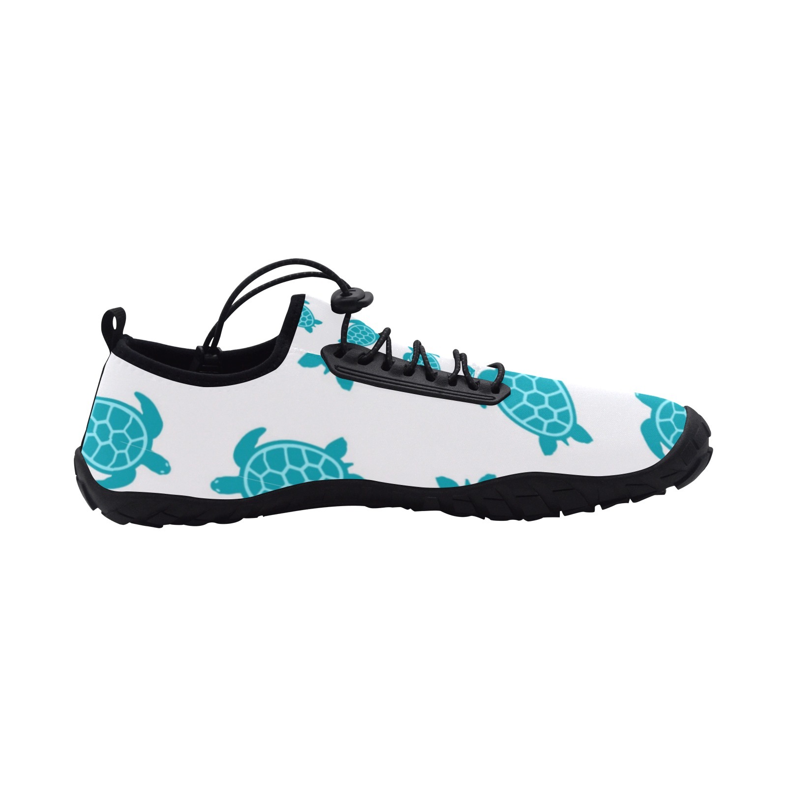 Sea Turtles Tortoies White Print Neoprene SBR Jessy Aqua Shoe Lace Water Flow 21093 black big size man woman