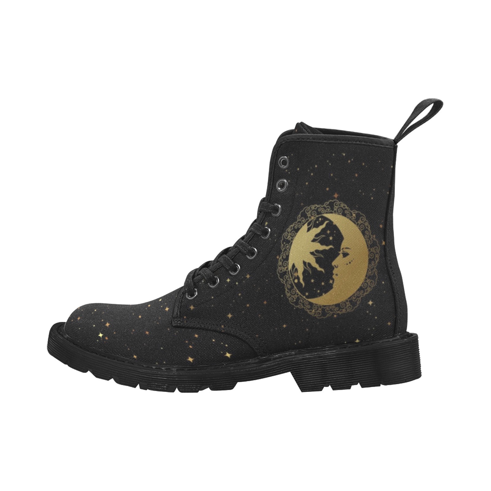 Sun Moon Stars Starry Night Poshmark Print Boots Canvas Comfortable 1203 black mans womans