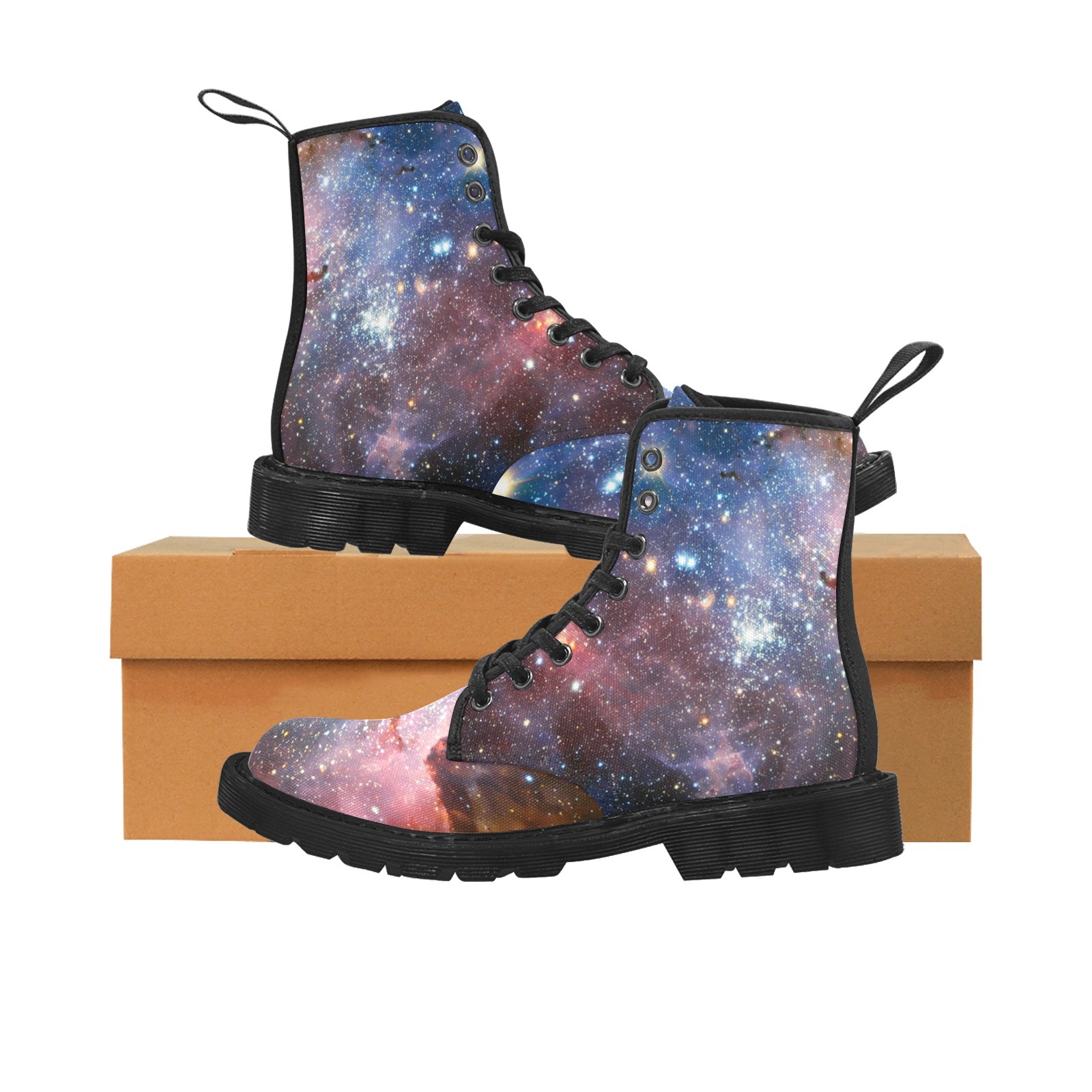 Starry Glaxy Printing Fashion Canvas Comfortable Boot 1203 Black Mans Womans