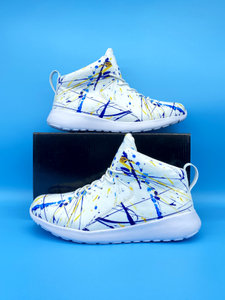 Splash Painting White Ankle Sneakers 57502 Mans Womans