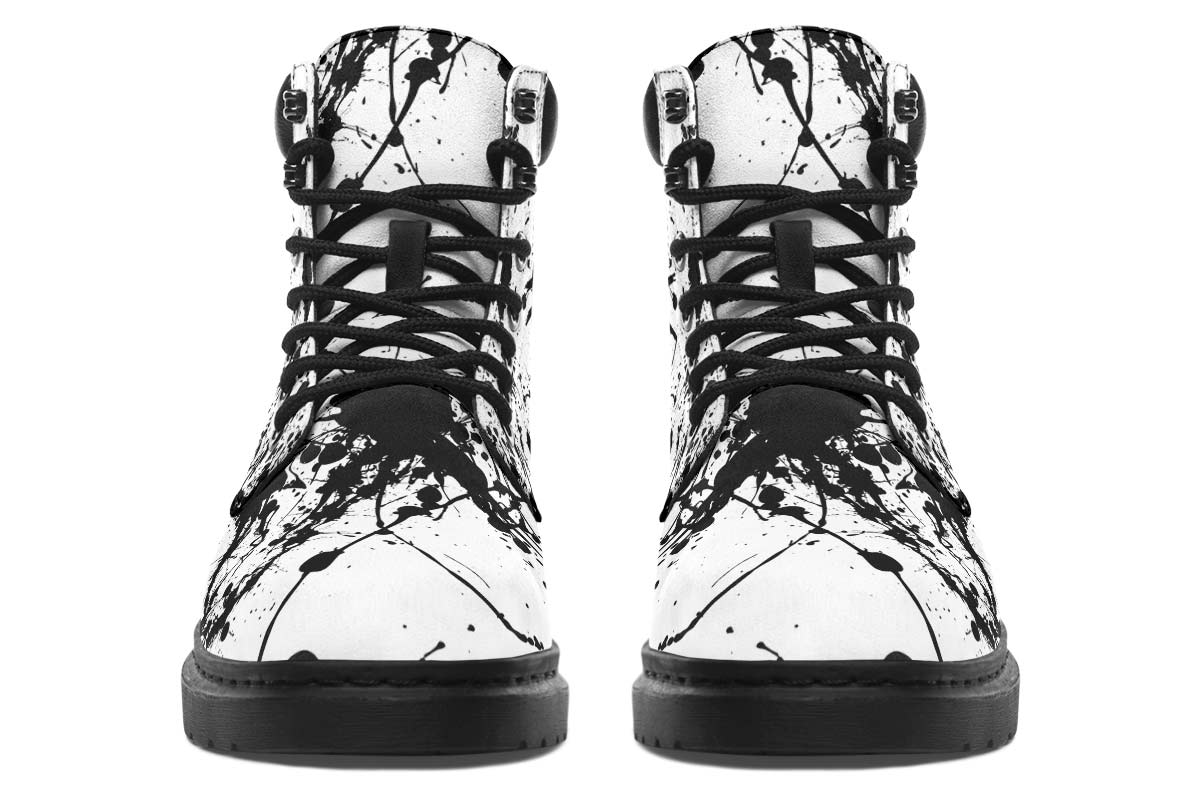 Rock And Roll Black Splash Print Suede Classic Ankle Boot Stitch Sole 058-1 big size man woman