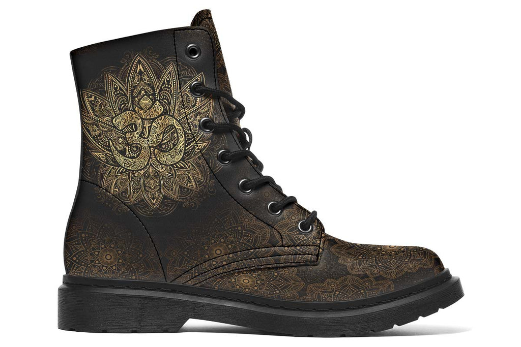 Bronze OM Print Soft PU Boot Stitch Sole 058-3 big size mans womans