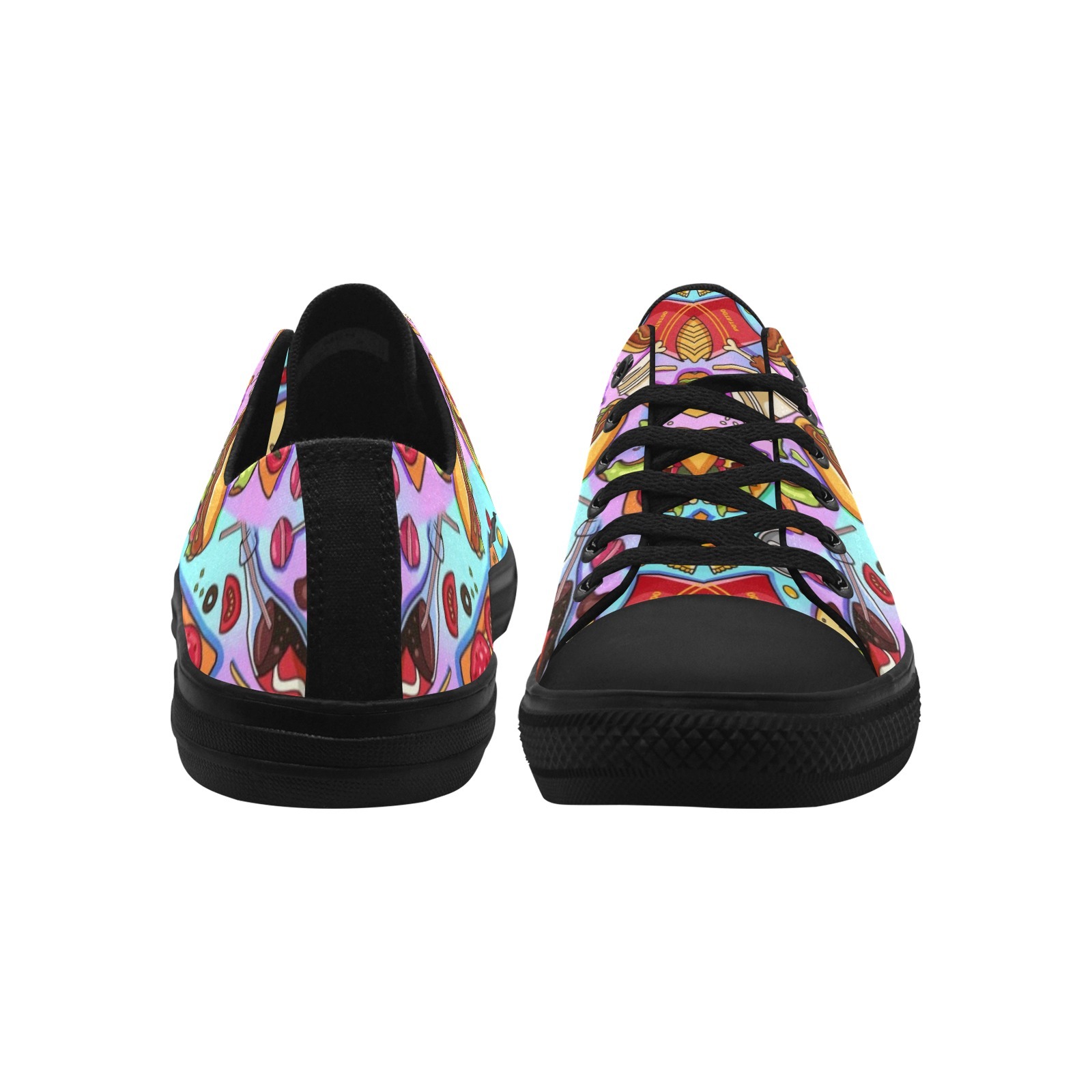 Hamburger Table Painting Print Sneakers Low Top 0180 black mans womans