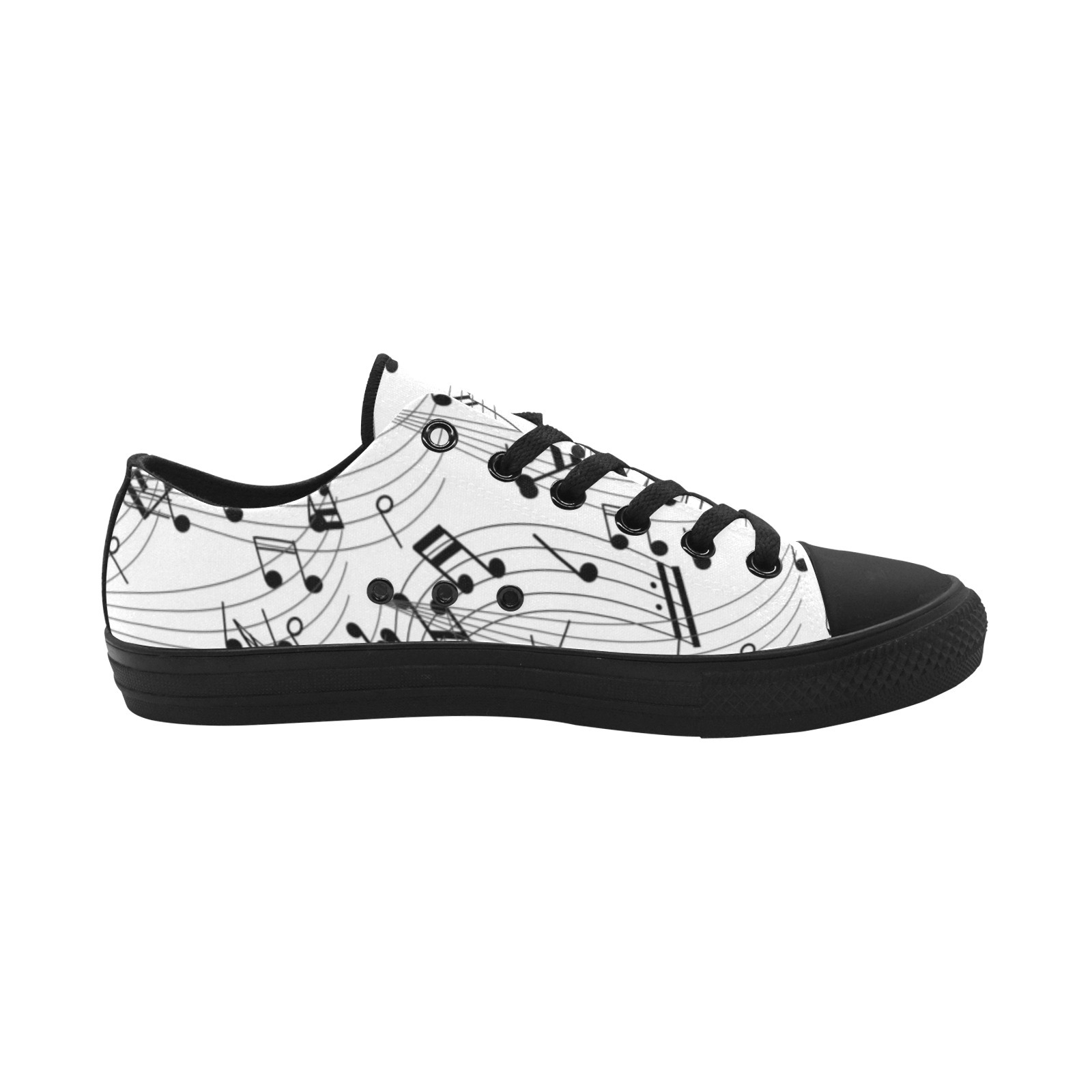 Musical Notes Print Sneakers Low Top 0180 black mans womans