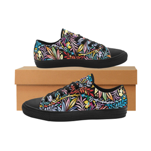 Aquatic Plants Print Canvas Sneakers Low Top 0180 black mans womans