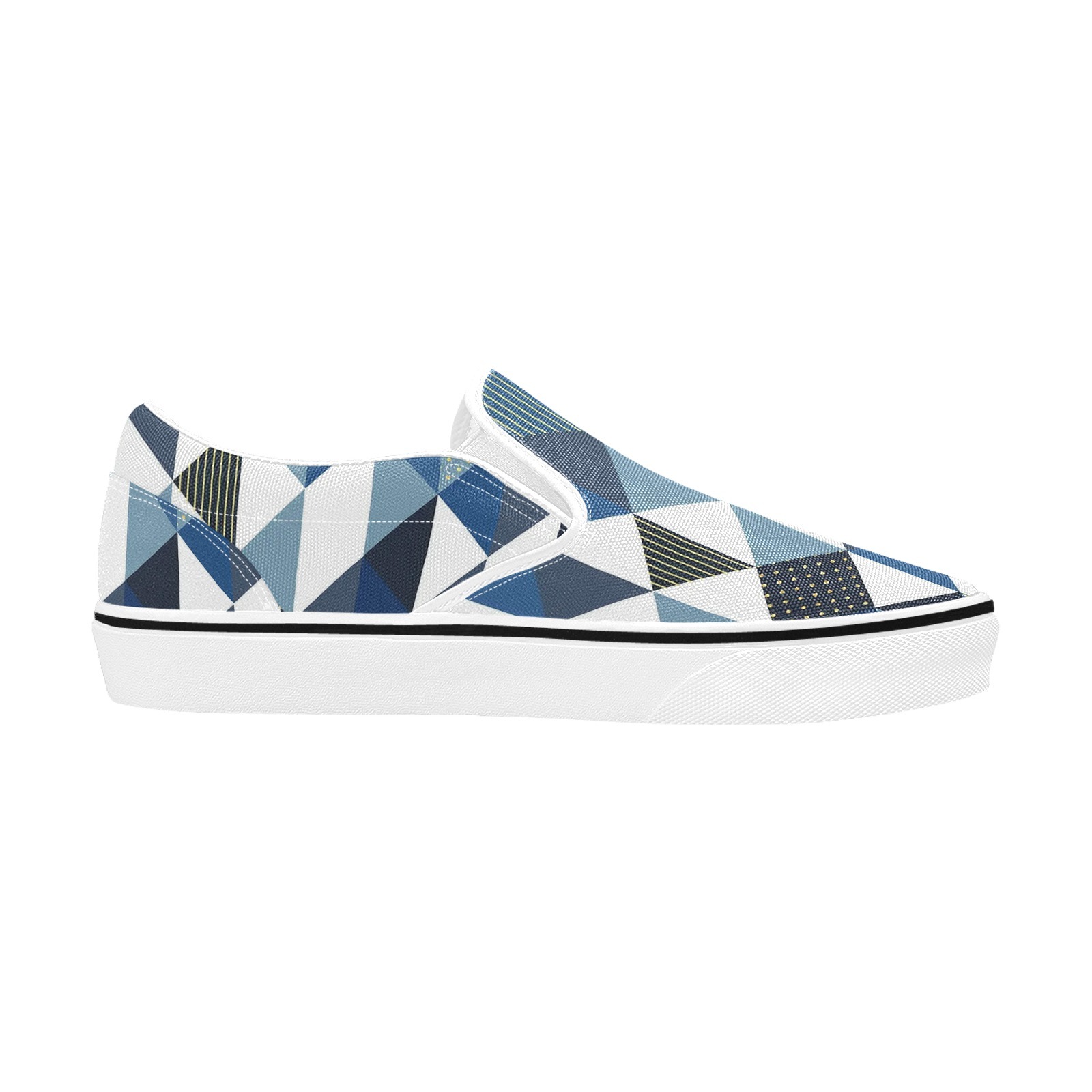 Abstract Check Print Canvas Slipon Shoe 0100 white man woman