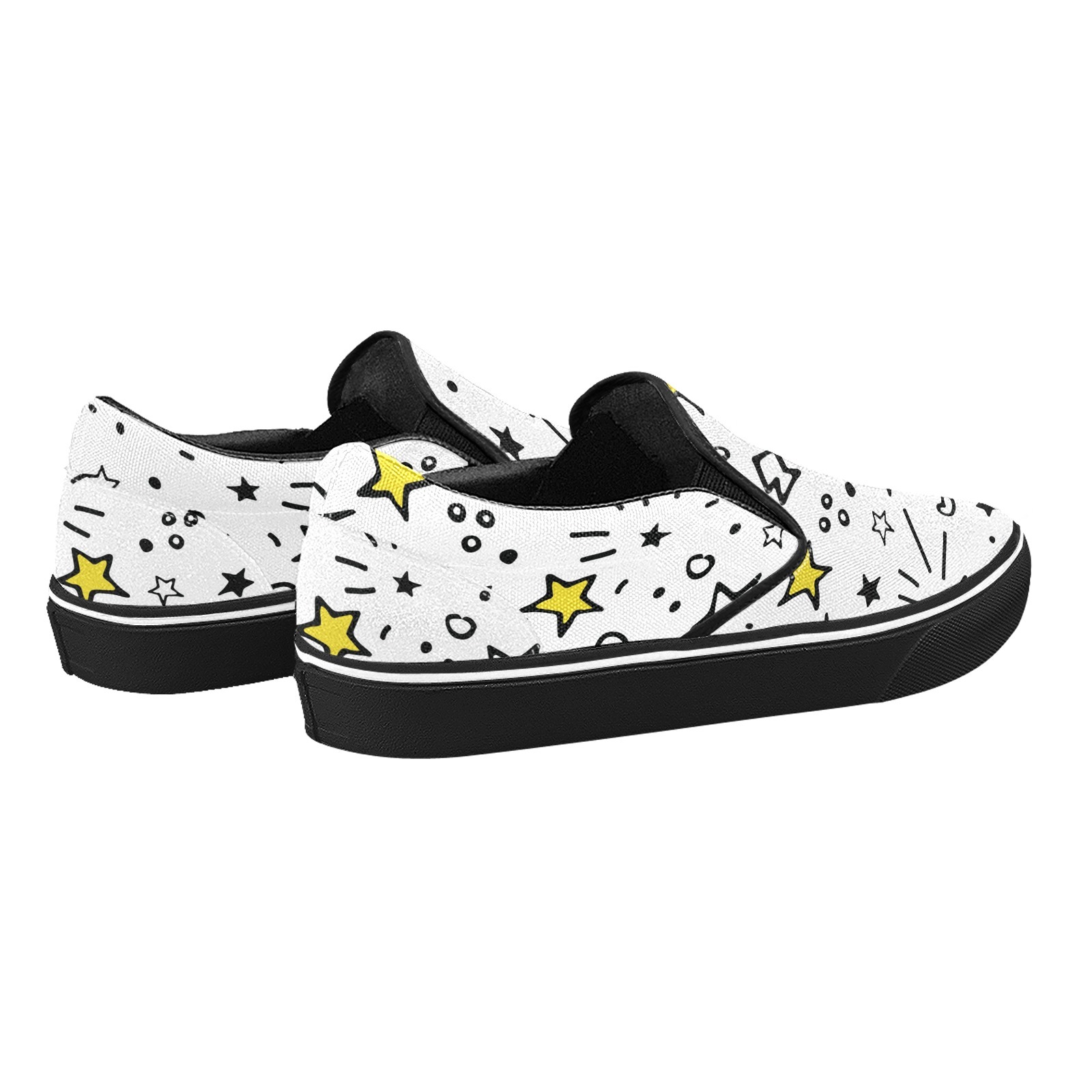 Happy Star Light Print Canvas Slipon Shoe 0100 white man woman