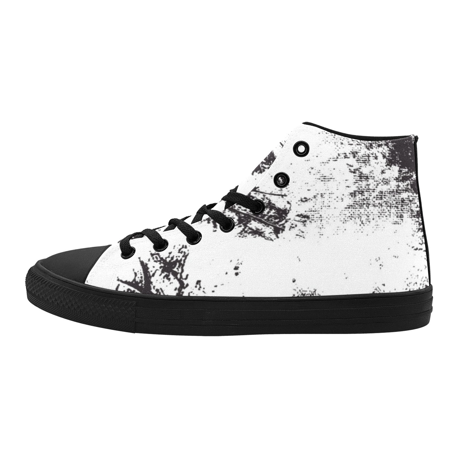 Black White Grunge Background Printing Illustration Hi Top Canvas Shoe 0170 mans womans