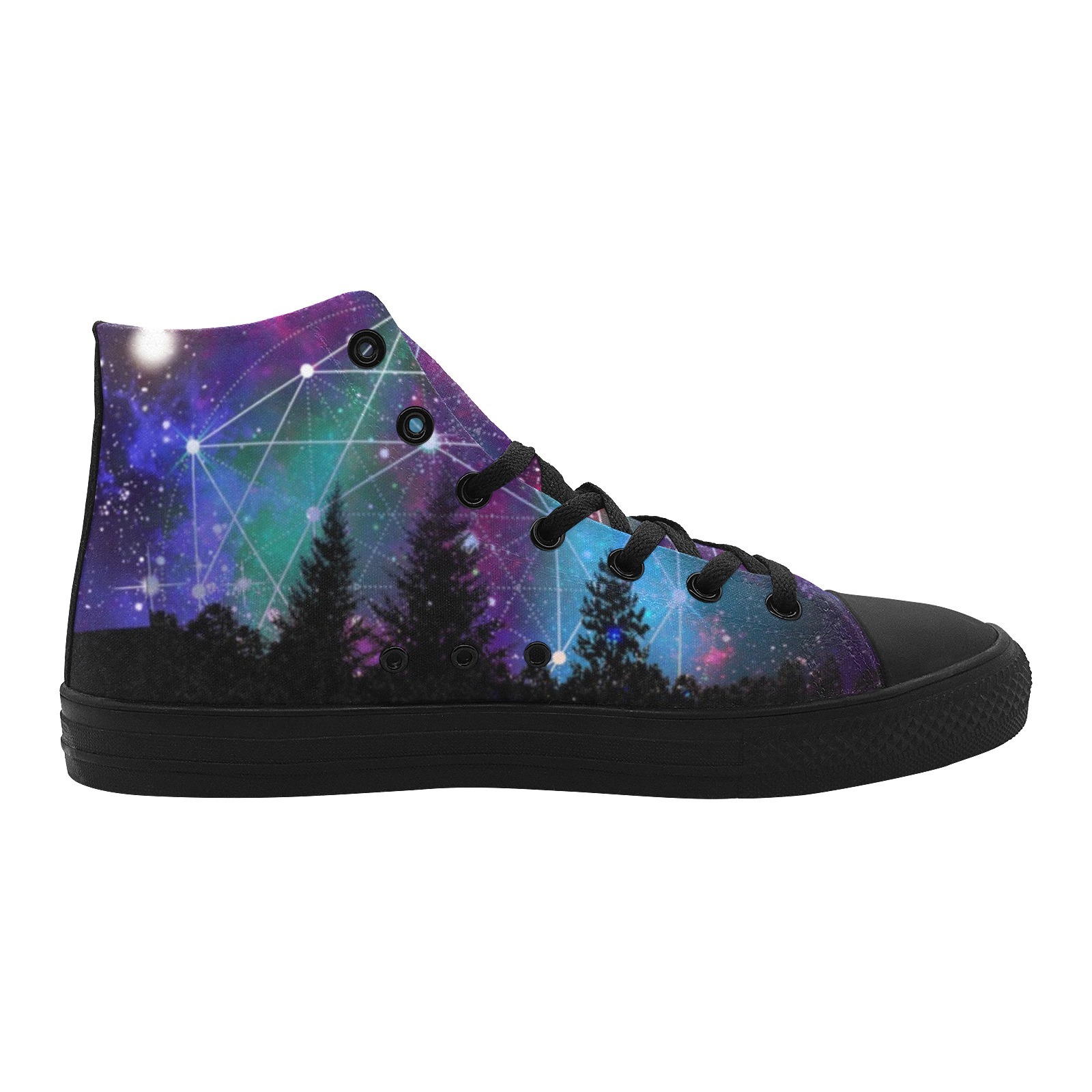 Galaxy Libra Night printing Canvas shoe Hi Top 0170 black mans womans