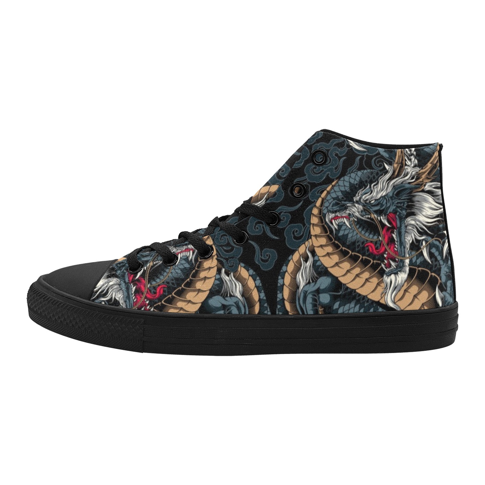 Eastern Dragon Design Printing Canvas Shoe Hi Top 0170 black Mans Womans