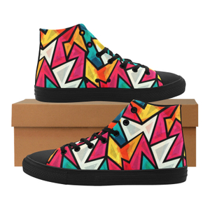 Geometricas Painting Printing Canvas Shoe Hi Top 0170 Black Mans Womans