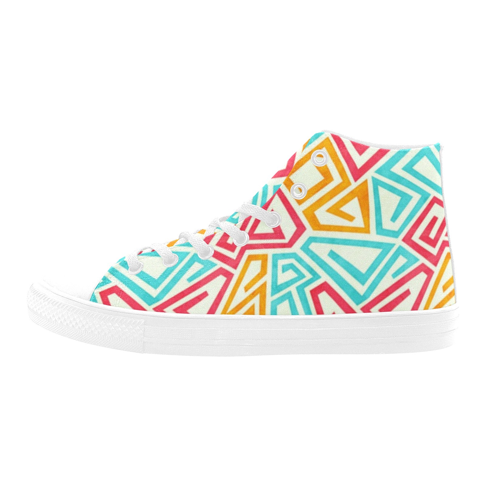 Geometricas Texture De Colores Printing Canvas Shoe Hi Top 0170 White Mans Womans