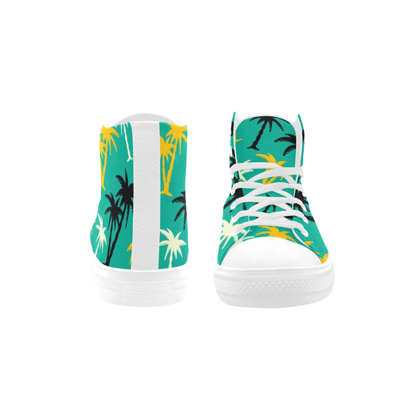 Hawaii Coconut Trees Green Printing Canvas Shoe 0170 Hi Top Mans Womans