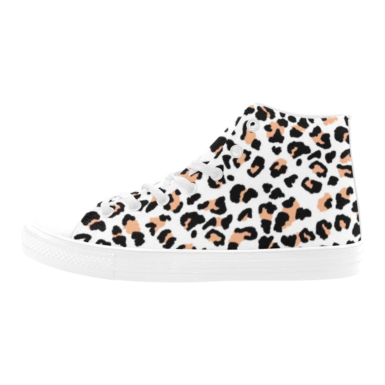 Leopard Printing Canvas Shoe Hi Top 0170 White Mans Womans