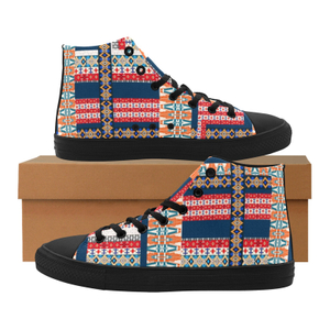 Seamless Cotton Pattern Printing Canvas Shoe Hi Top 0170 Black Mans Womans