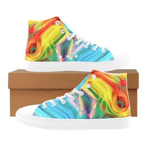 Watercolor Lique Artwork Printing Canvas Shoe Hi Top white mans womans