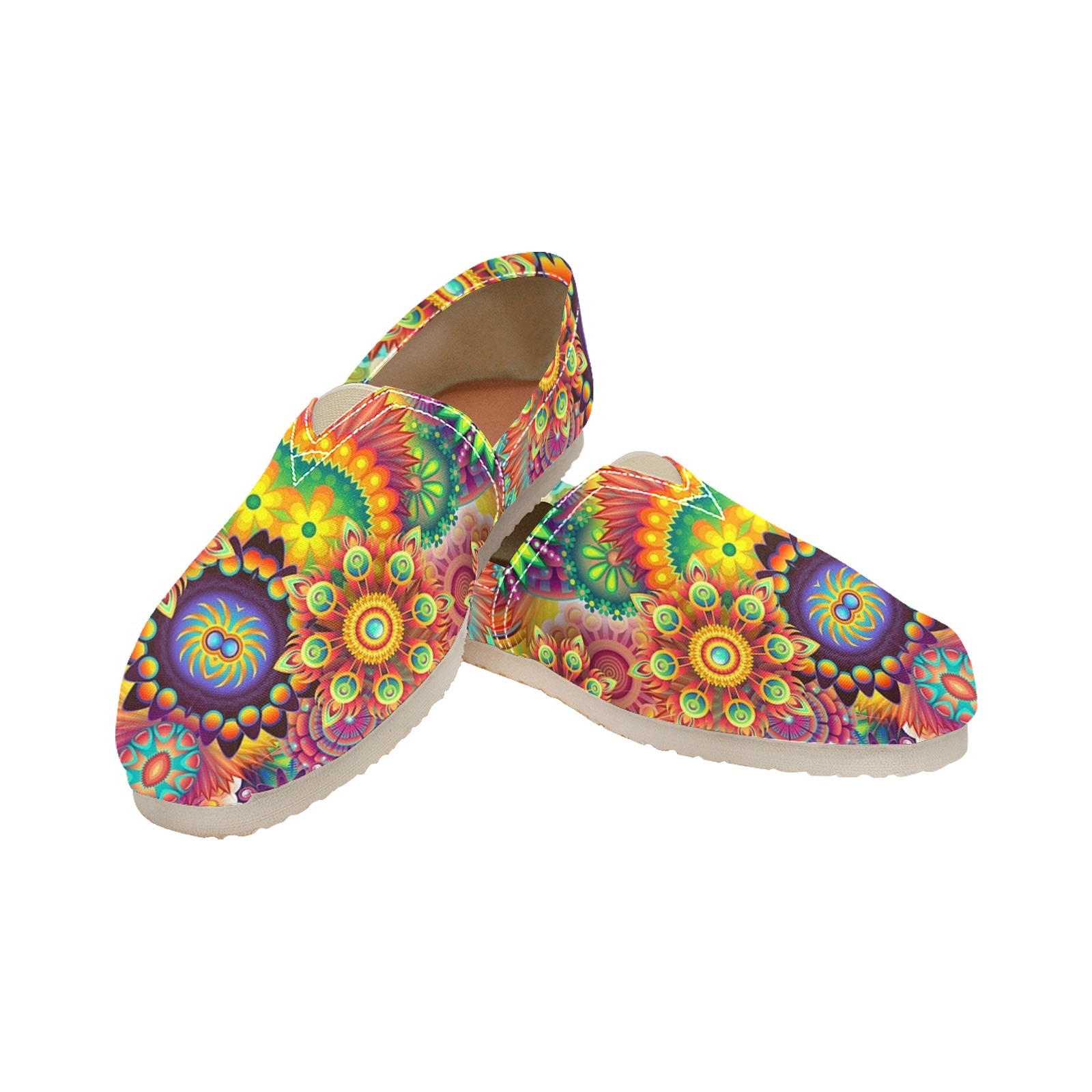 Colorful Abstract Floral Flower Psychedelic Mandala Print Canvas Casual Shoe Lightweight Breathable 1206 Mans Womans