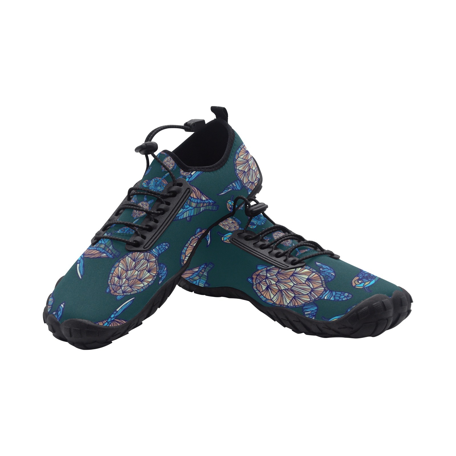 Sea Turtles Tortoies Green Print Neoprene SBR Jessy Aqua Shoe Lace Water Flow 21093 black big size man woman