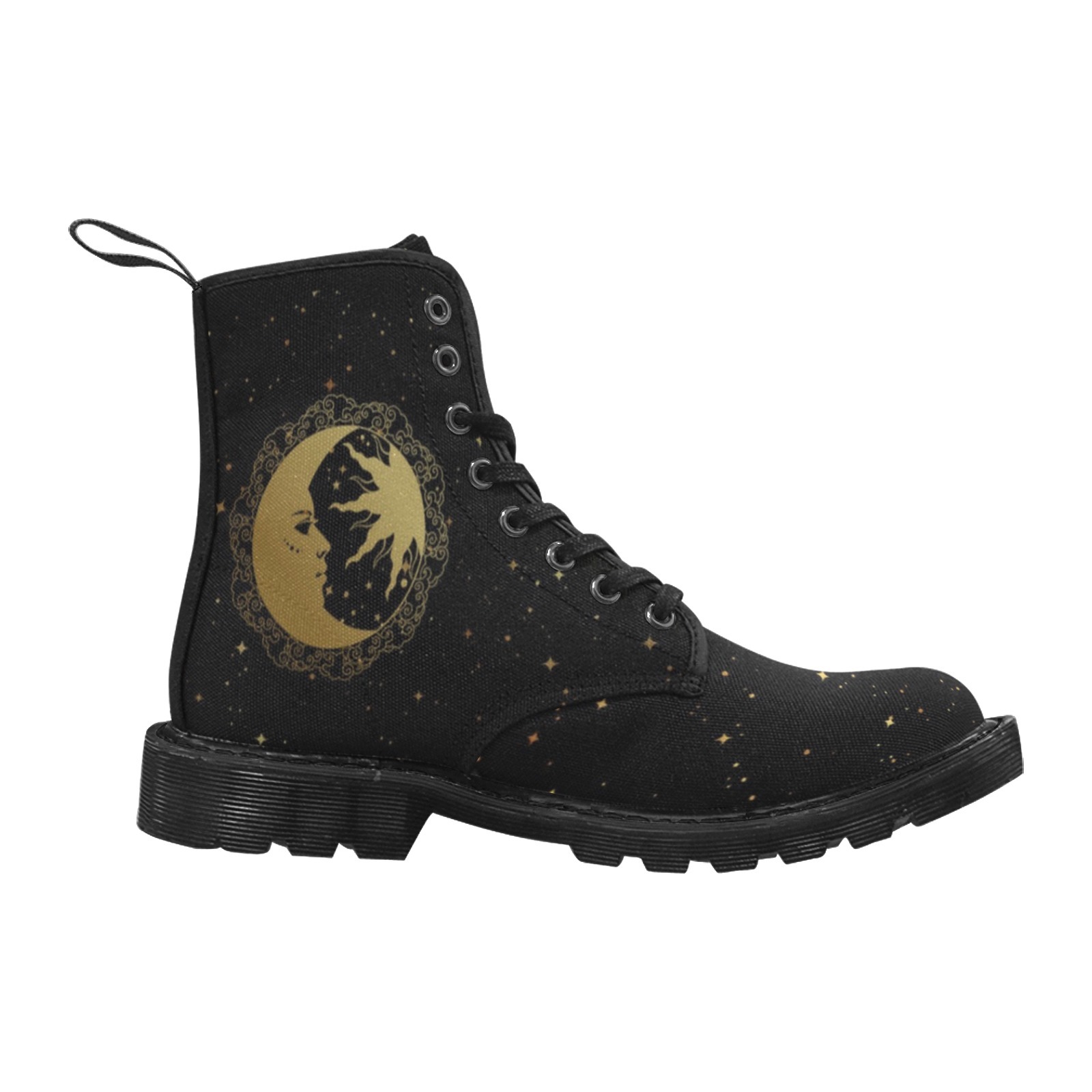 Sun Moon Stars Starry Night Poshmark Print Boots Canvas Comfortable 1203 black mans womans