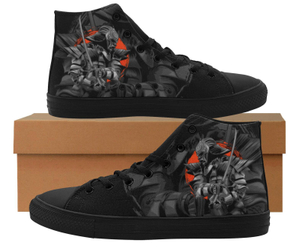 Samurai Poster Decorative Printing Canvas Hi Top Shoe 0170 Black Mans Womans