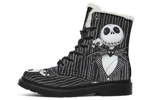 Smiley Mister Skull Print Winter Fur Boot Stitch Sole 058-2 big size mans womans